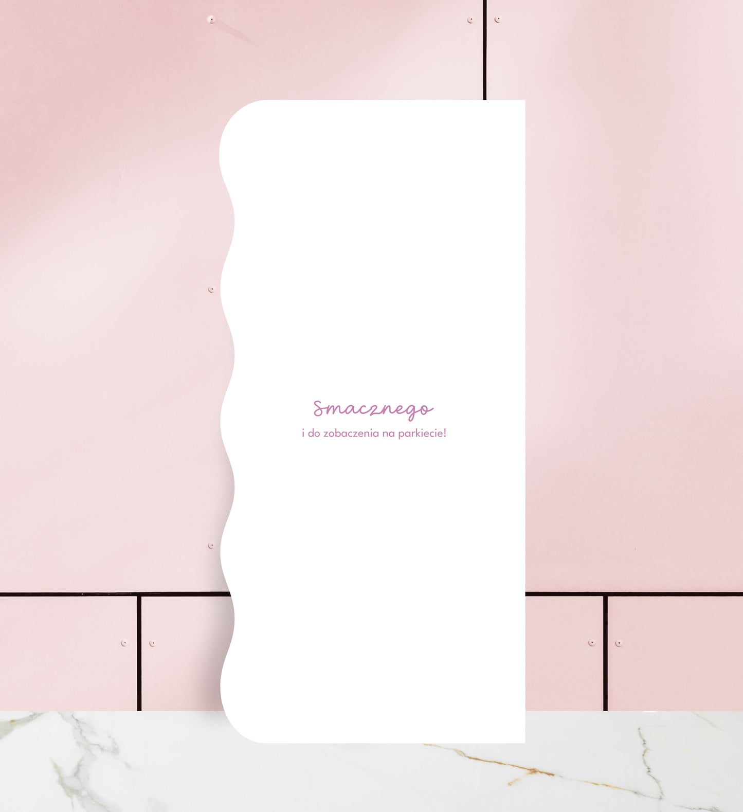 Menu ślubne jednokartkowe, oryginalne, falowane brzegi, papier premium