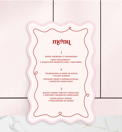 Menu jednokartkowe - Love Spark
