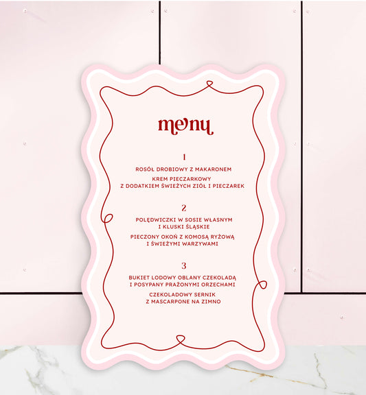 Menu jednokartkowe - Love Spark