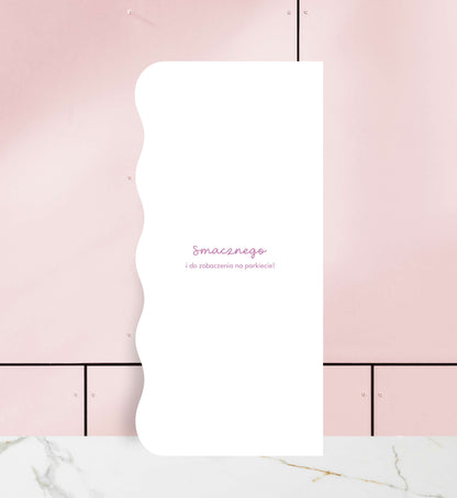 Menu ślubne jednokartkowe, oryginalne, falowane brzegi, papier premium