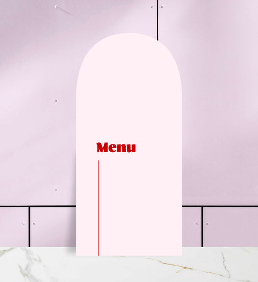 Menu ślubne składane, owalne, pastelowy róż, nowoczesne, papier premium