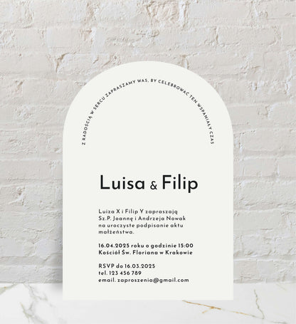 Zaproszenia ślubne minimalistyczne, nowoczesne formy, papier premium