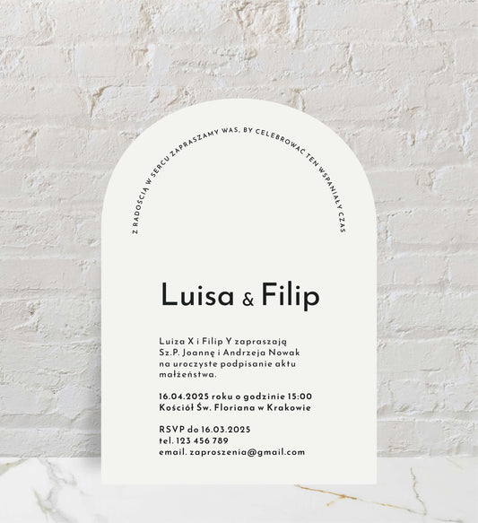 Zaproszenia ślubne minimalistyczne, nowoczesne formy, papier premium